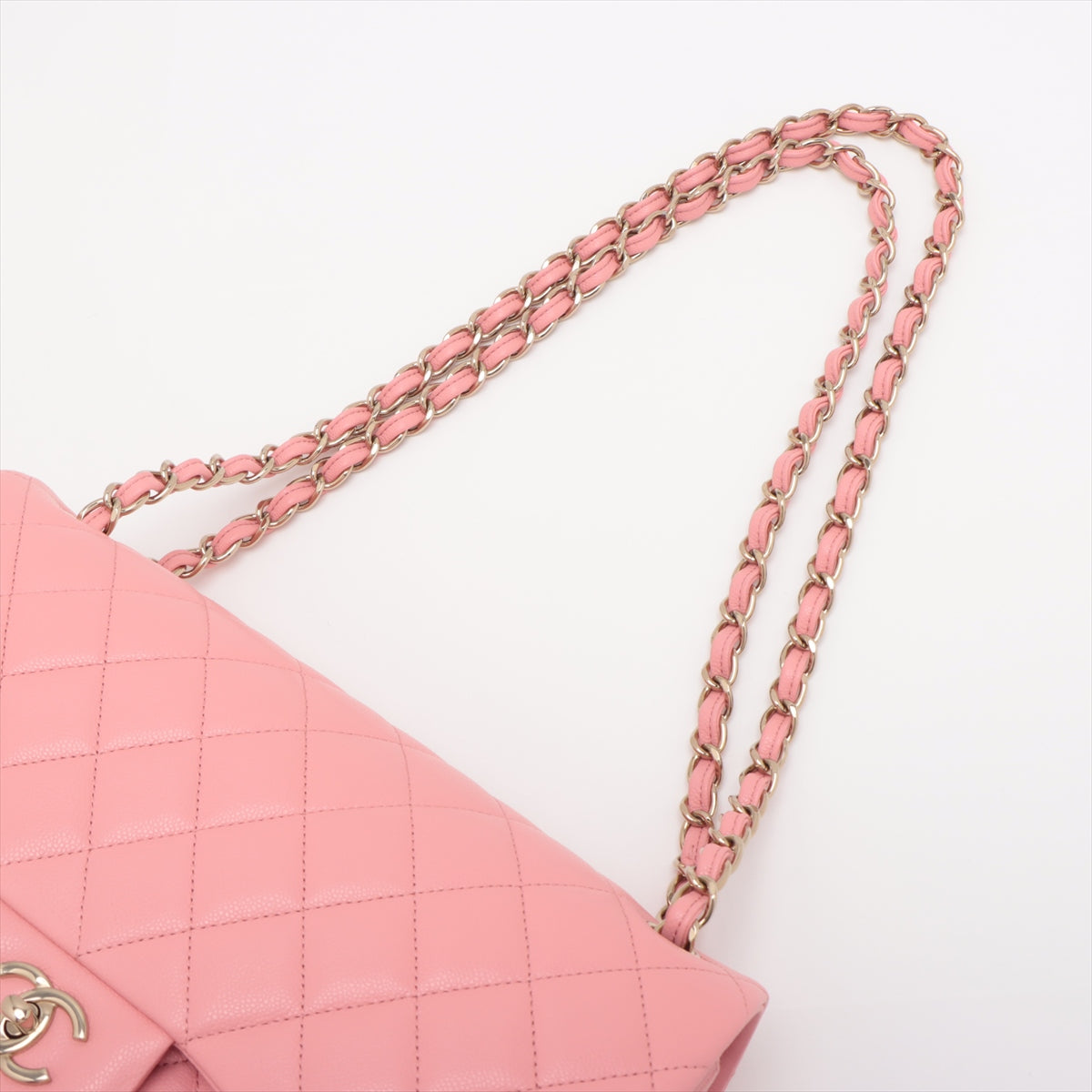 Chanel DEKAMATRASSE 30 Large Caviar Skin Single Flap Double Chain Bag Pink Gold Metal Fittings A58600
