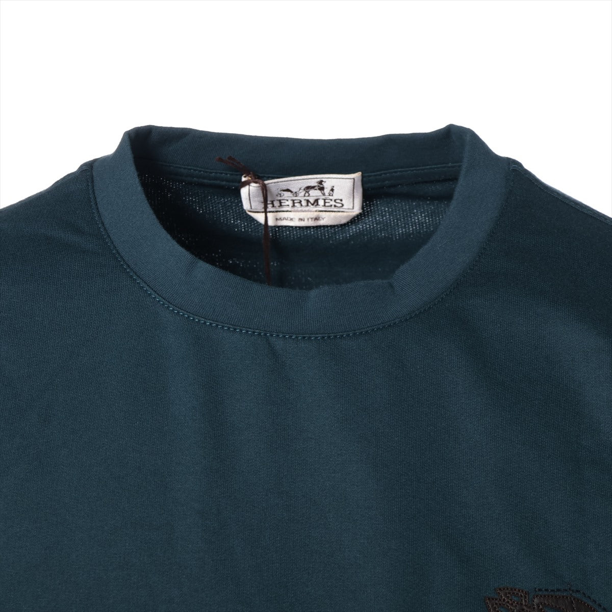 Hermès Cotton T-shirt S Men's Green  mini leather patch