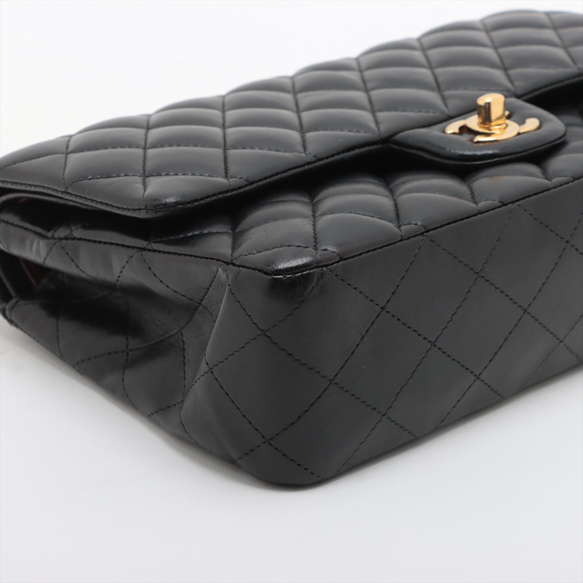 Chanel Matelasse 25 Lambskin Double Flap Double Chain Bag Black Gold Metal Fittings 18XXXXXX A01112