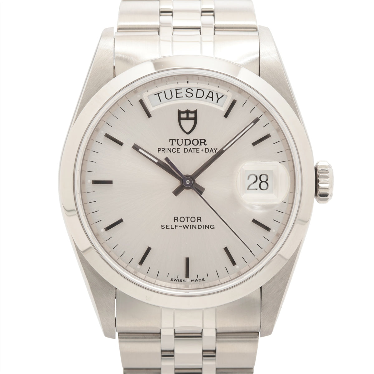 Tudor Prince DATE DAY 76200 SS AT Silver Dial 2 Extra Links