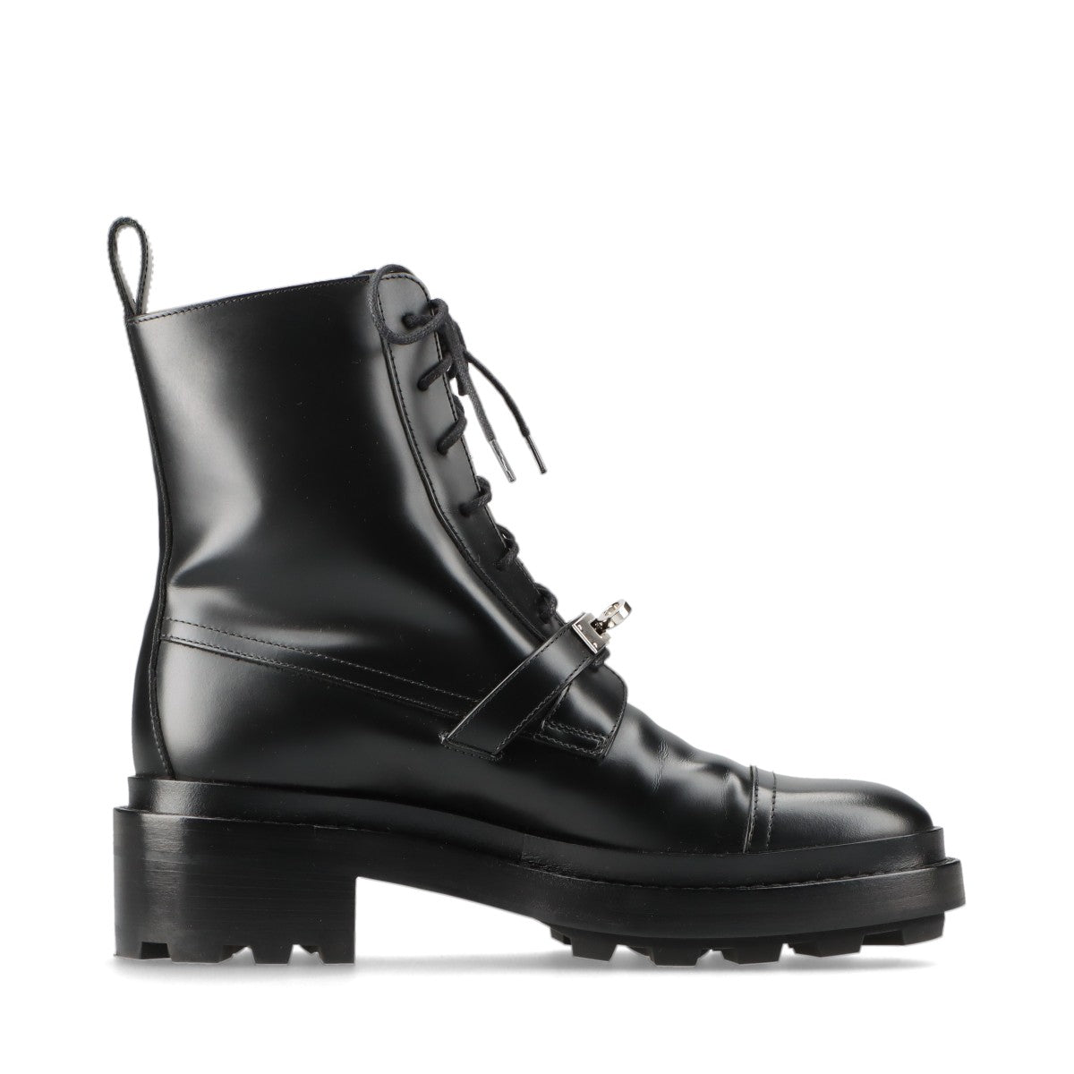 Hermès Funk Leather Short Boots EU38 1/2 Ladies' Black Kelly Metal Fittings Replacement string Box There is a bag