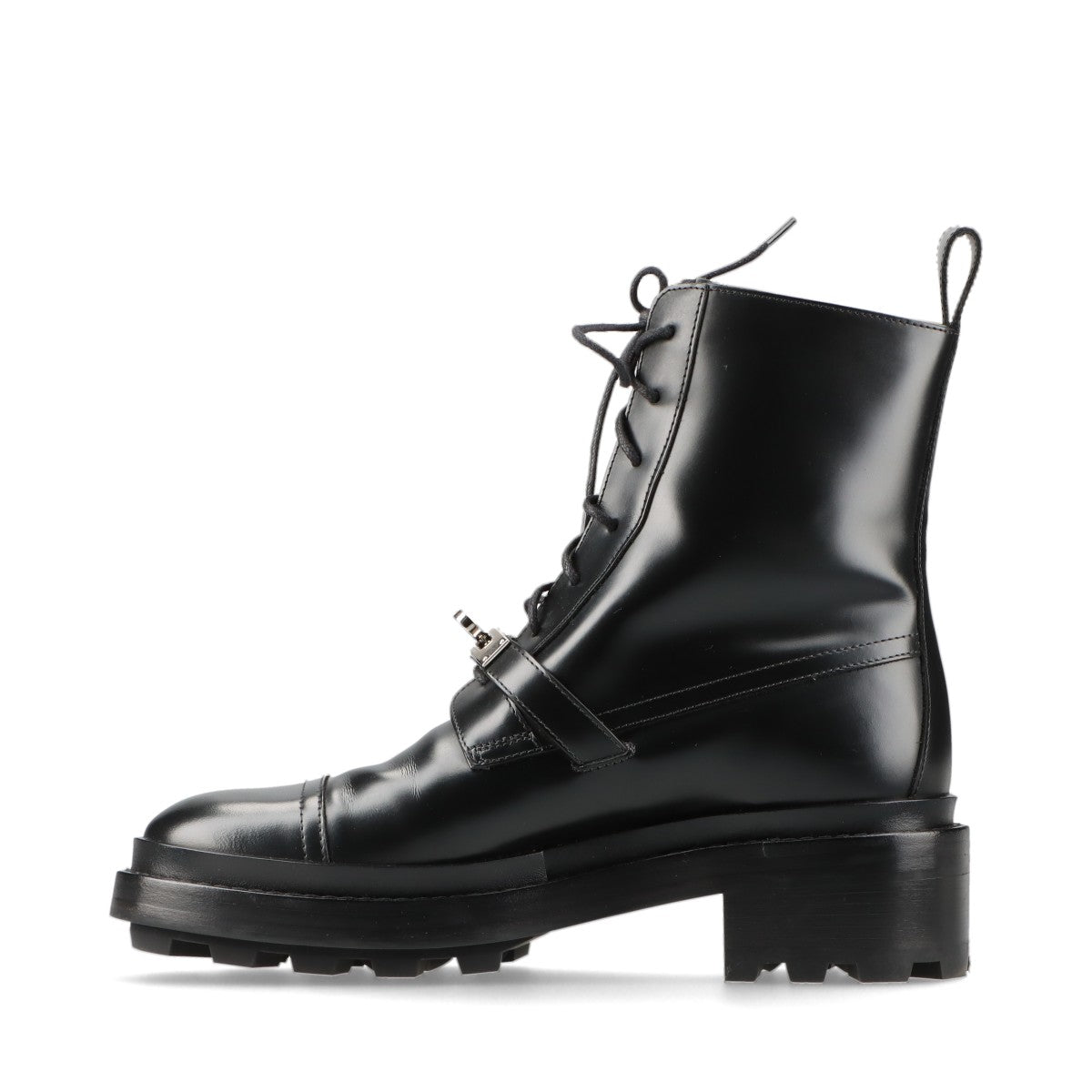 Hermès Funk Leather Short Boots EU38 1/2 Ladies' Black Kelly Metal Fittings Replacement string Box There is a bag