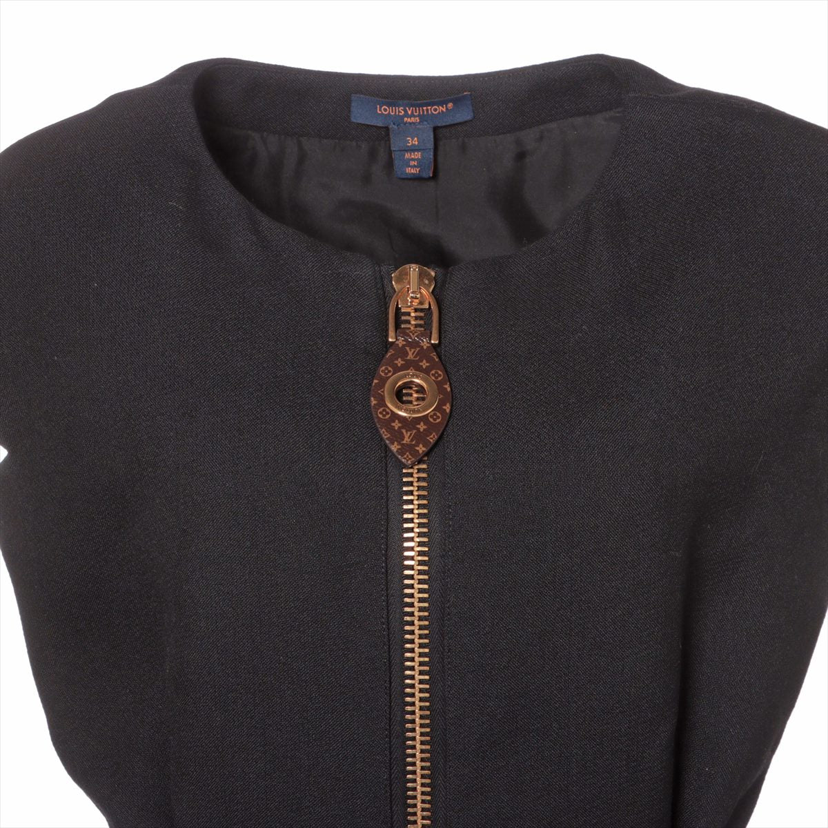 Louis Vuitton 23AW Wool & silk Dress 34 Ladies' Black  XXL detail cap sleeve dress monogram RW232W