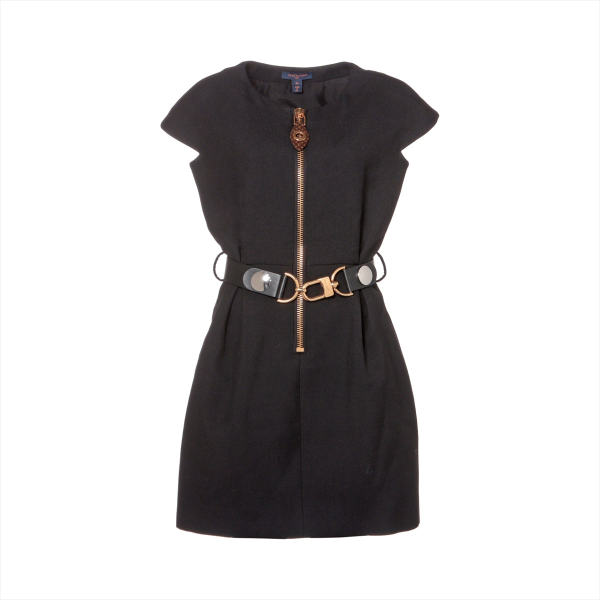 Louis Vuitton 23AW Wool & silk Dress 34 Ladies' Black  XXL detail cap sleeve dress monogram RW232W