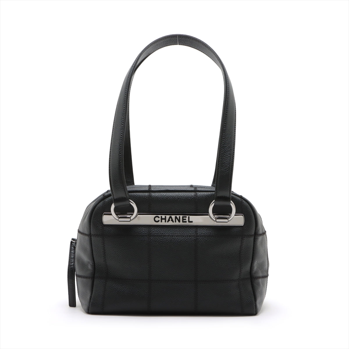 Chanel Chocolate Bar Caviar Skin Handbag Black Silver Metal Fittings 9XXXXXX