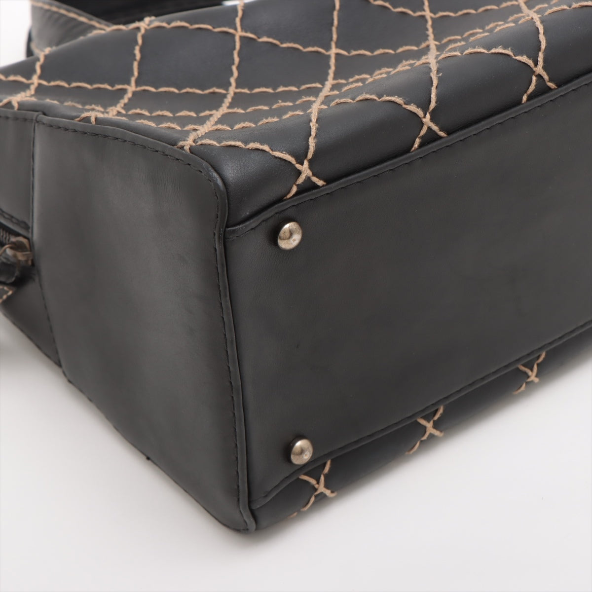Chanel Wild Stitch Lambskin Handbag Black Gunmetal Fittings 6XXXXXX