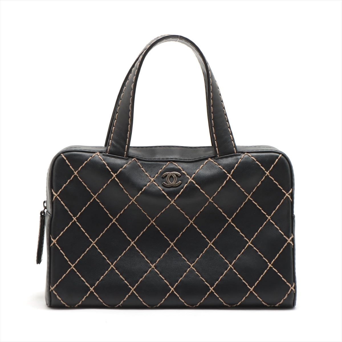 Chanel Wild Stitch Lambskin Handbag Black Gunmetal Fittings 6XXXXXX