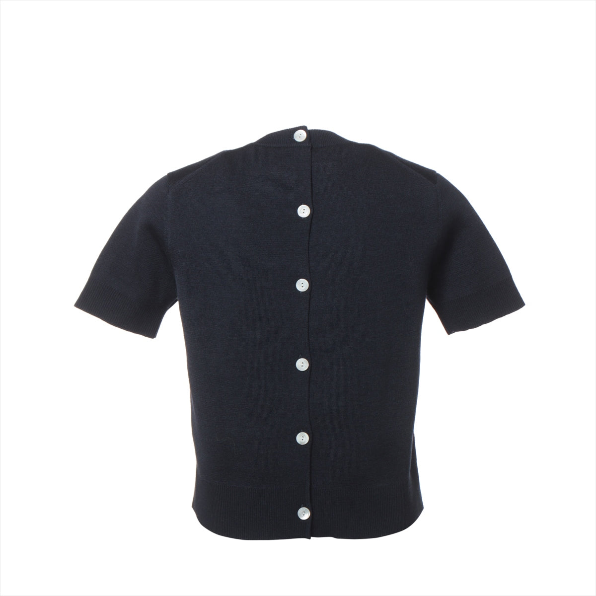Gucci 24SS Cotton & Wool Short Sleeve Knitwear XS Ladies' Navy Blue  Gucci intarsia wool top buttons closures 792130