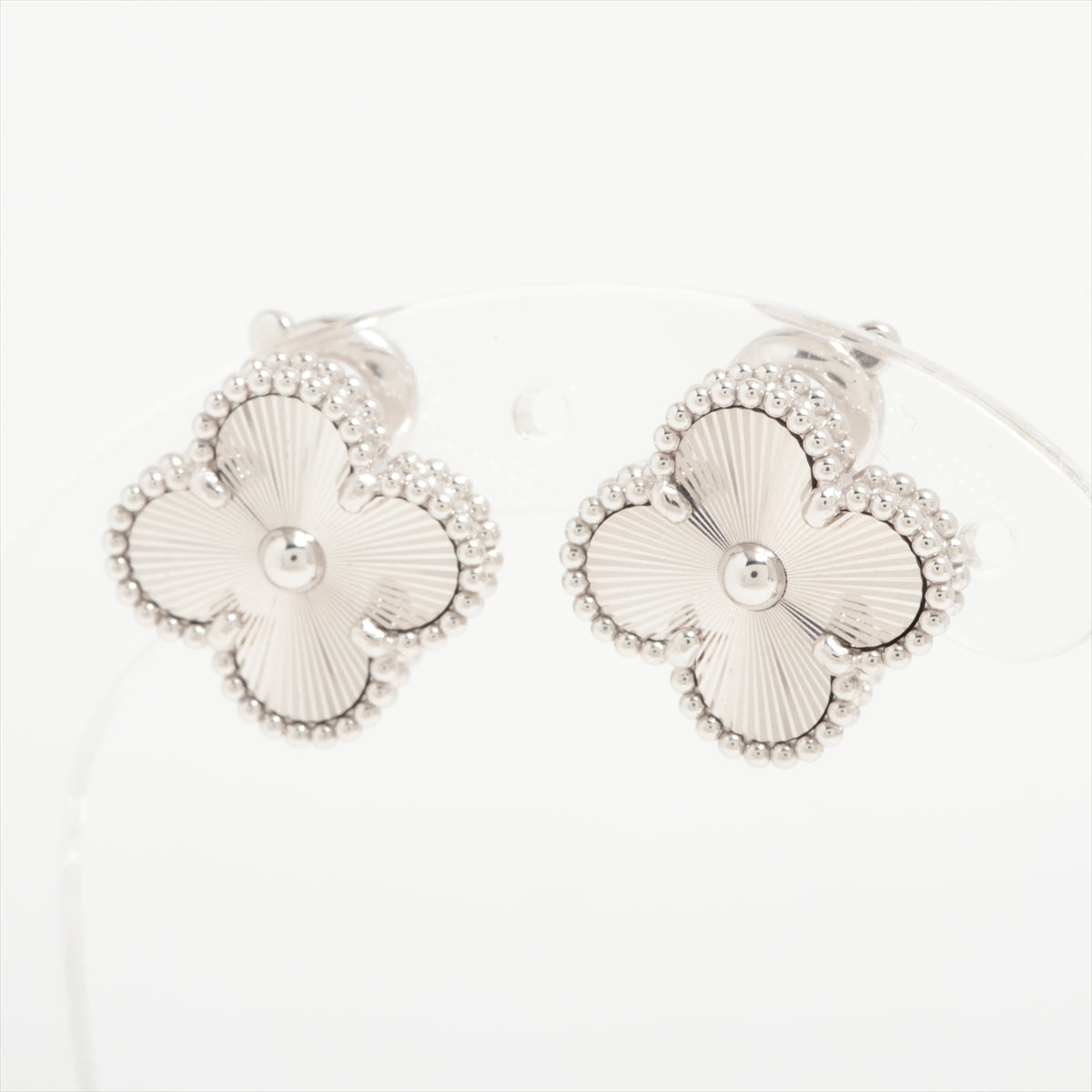 Van Cleef & Arpels Vintage Alhambra Guilloche Earrings 750(WG) 10.3g VCARP9XF00