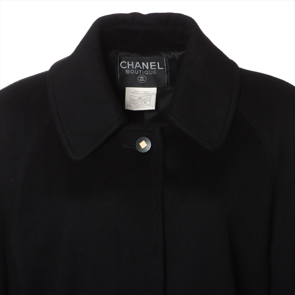 Chanel Coco Button 96A Cashmere & Silk Long Coat 38 Ladies' Black  Comes with a replacement button With Belt  P08177W02312