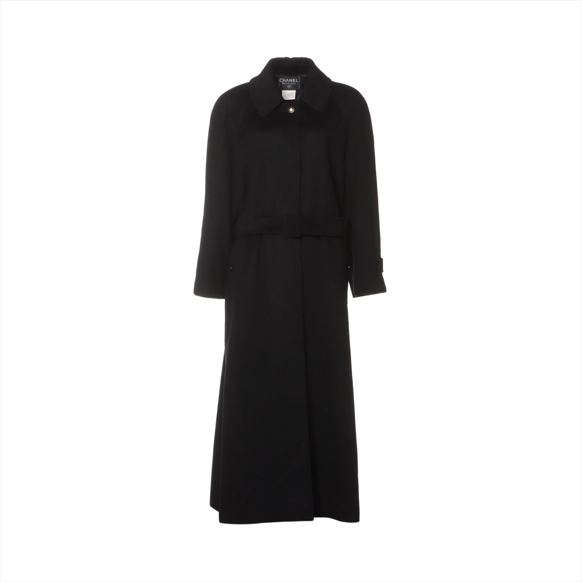 Chanel Coco Button 96A Cashmere & Silk Long Coat 38 Ladies' Black  Comes with a replacement button With Belt  P08177W02312