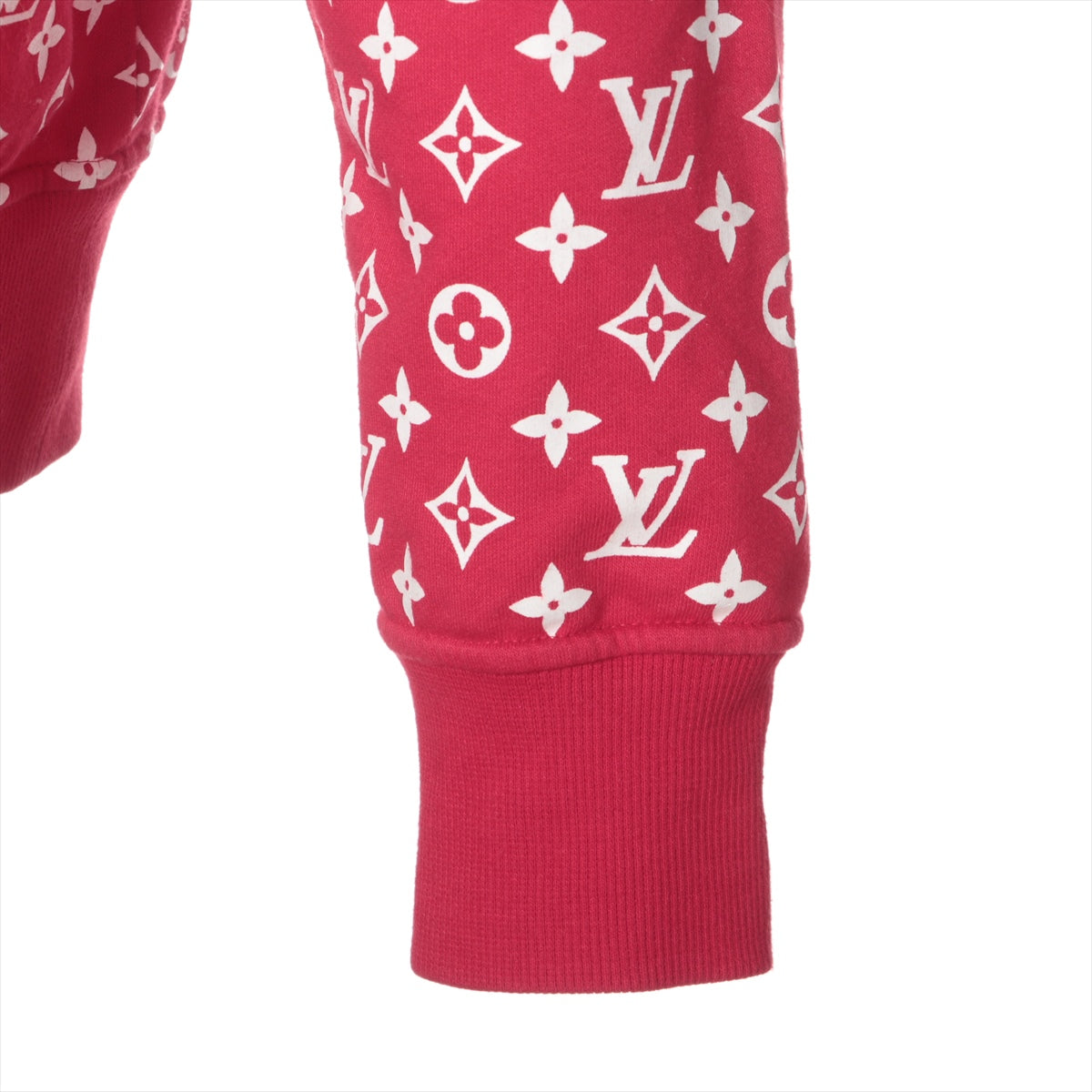 Louis Vuitton × Supreme 17AW Cotton & Rayon Parker S Men's Red x white  HDY91WJIU Monogram LV Box Logo Hooded Sweat shirt