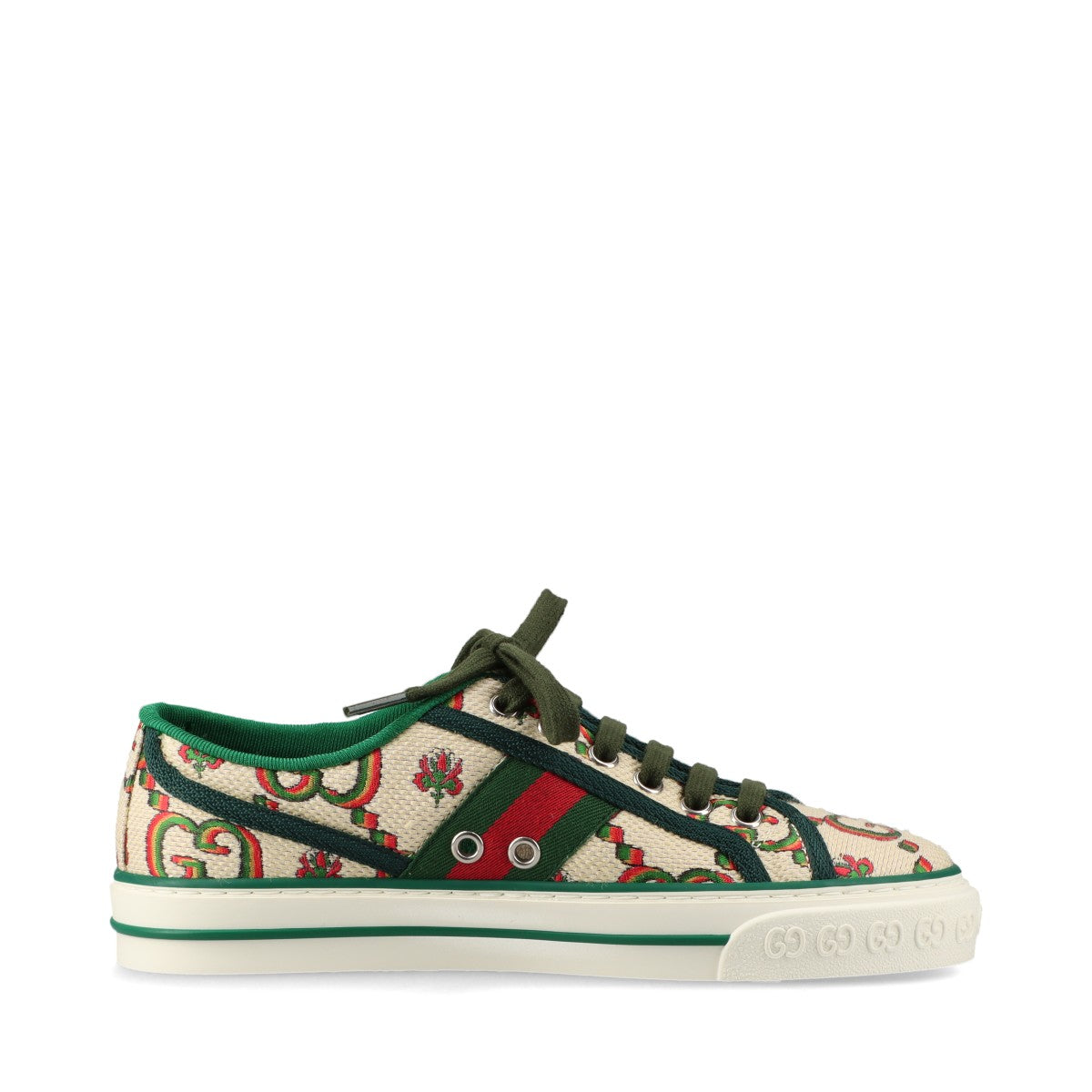 Gucci Tennis 1977 canvas Sneakers 35.5 Ladies' Multicolor GG Supreme Flower 100th anniversary Replaceable cord Box There is a storage bag