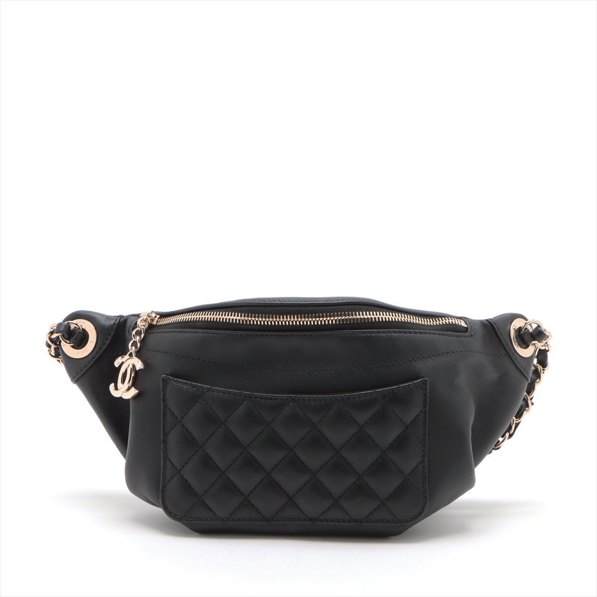 Chanel Matelasse Lambskin Sling backpack Black Gold Metal Fittings 28th