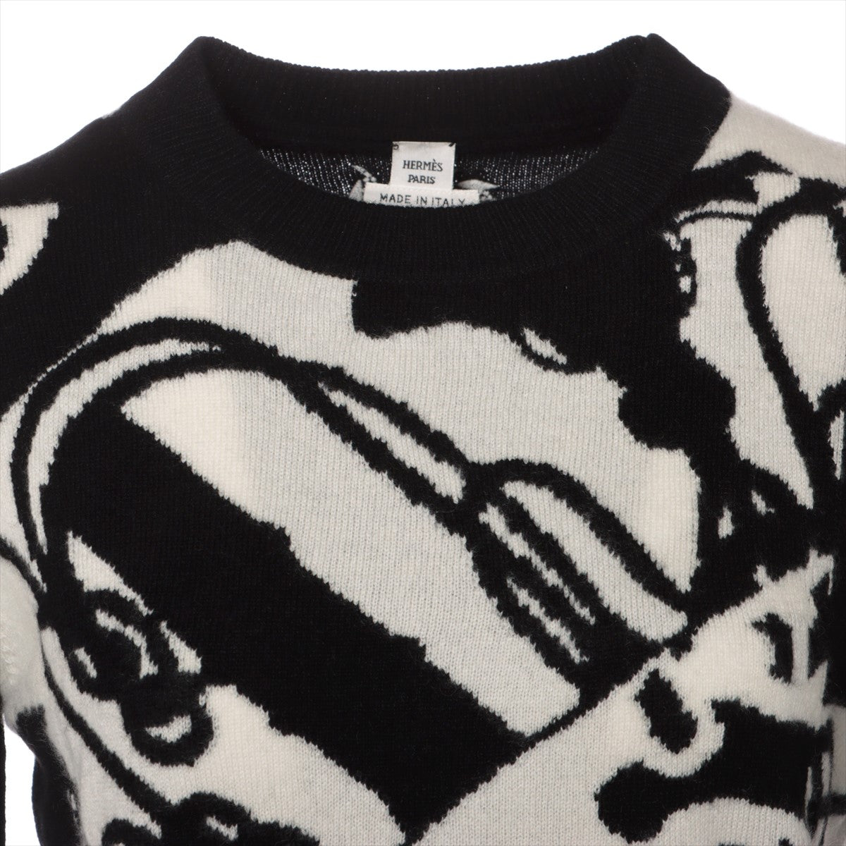 Hermès Cashmere Knit 38 Ladies' Black × White  Clickettis