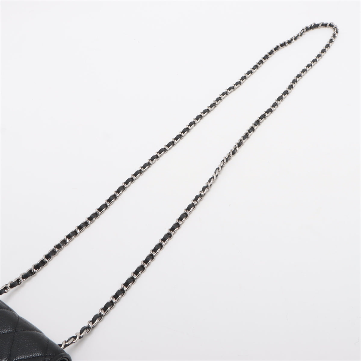 Chanel Matelasse Caviar Skin Single Flap Single Chain Bag Black Silver Metal Fittings 30