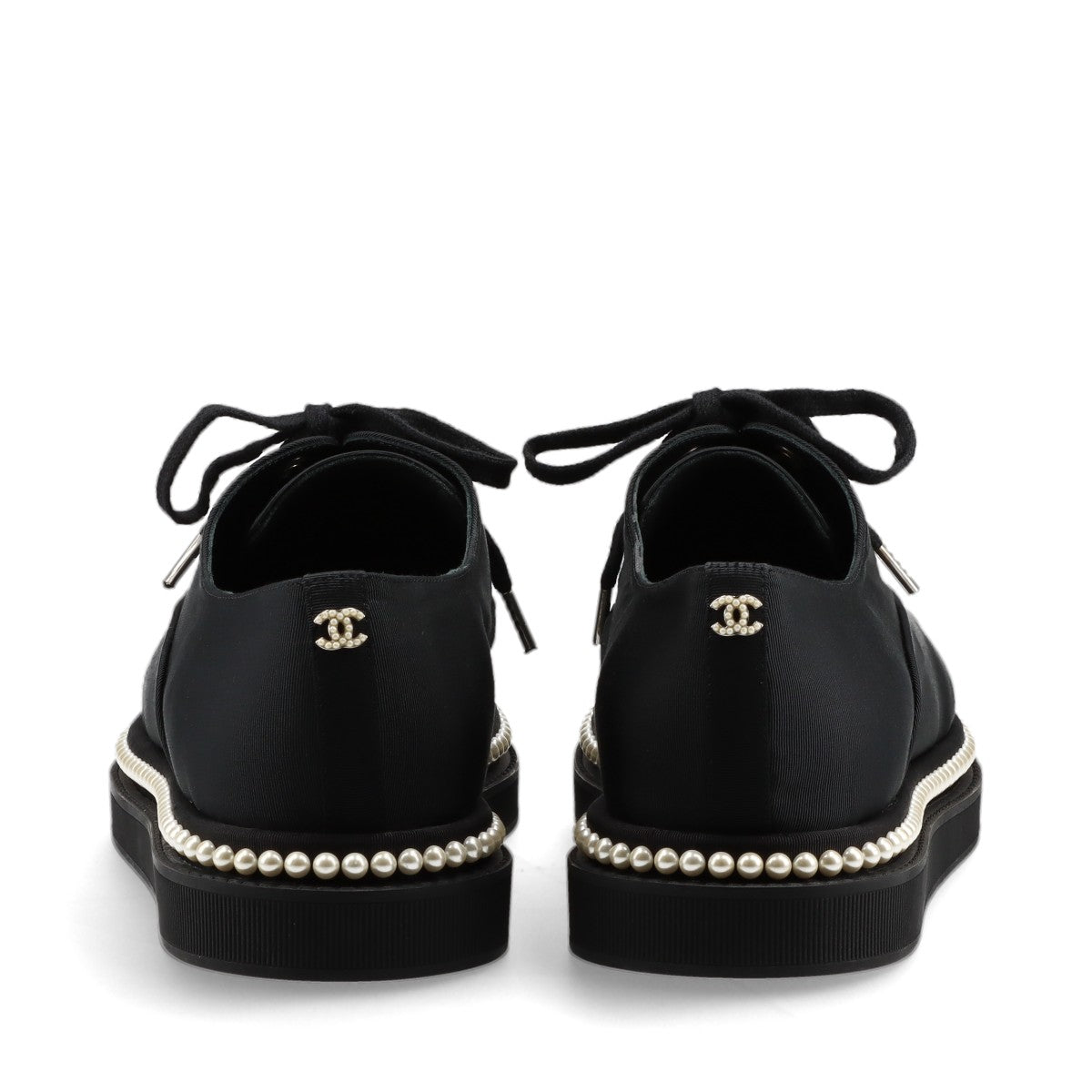 Chanel Coco Mark Fabric Sneakers EU39 1/2C Ladies' Black G32357 Imitation pearls Box Included