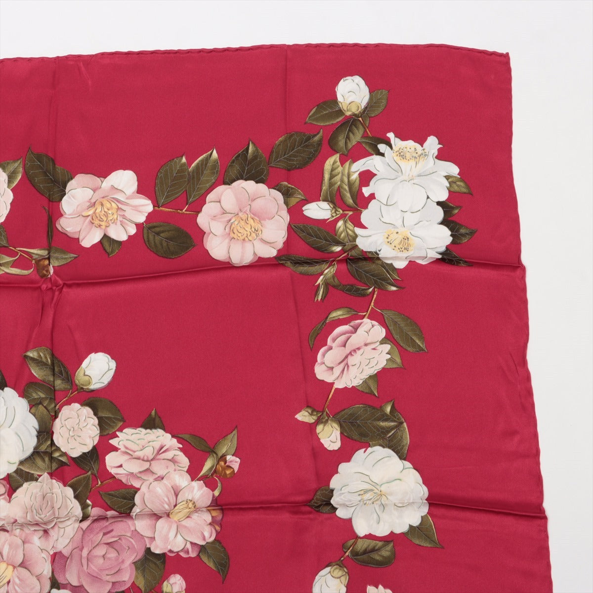 Chanel Camelia Scarf Silk Red