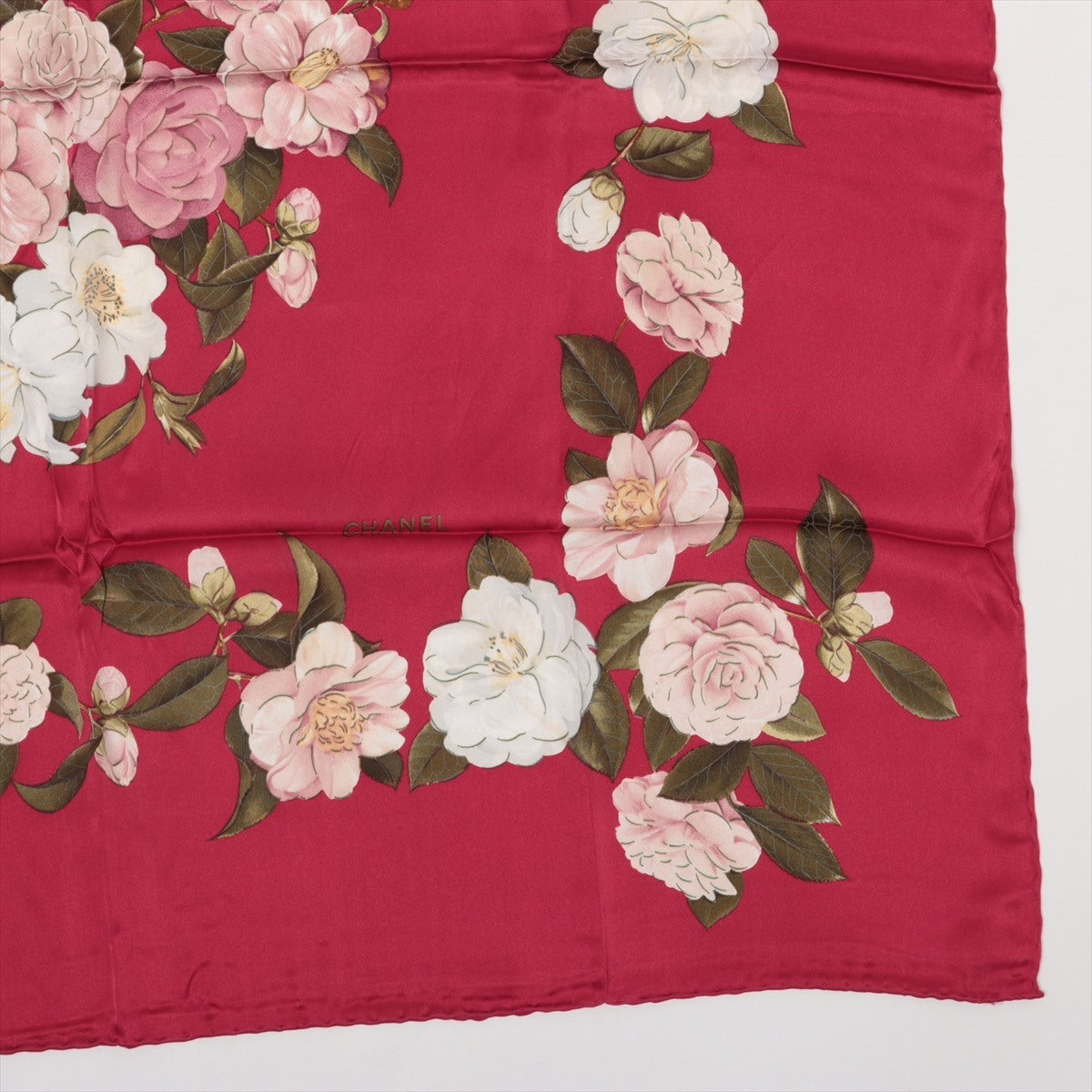 Chanel Camelia Scarf Silk Red