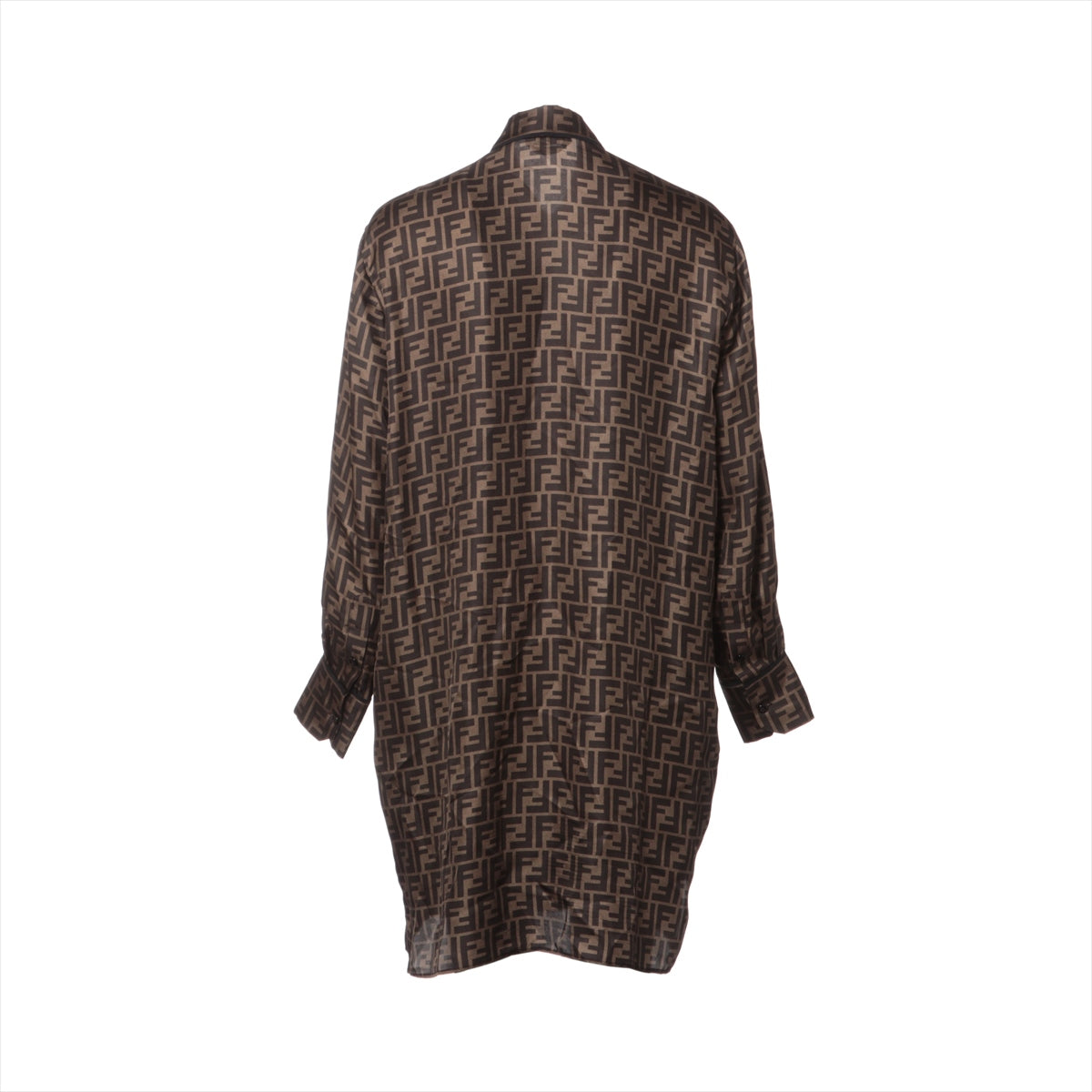 Fendi ZUCCa 22 years Silk Shirt dress 38 Ladies' Black × Brown  FDB613