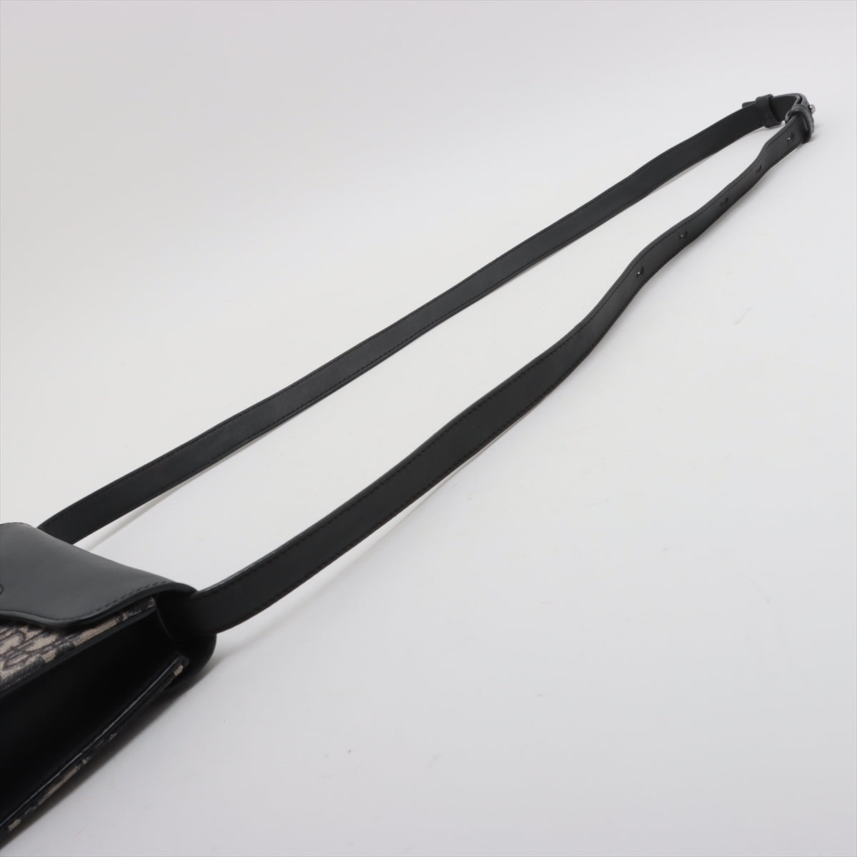 Christian Dior Oblique Saddle Canvas & Leather 2 Way Shoulder Bag Black
