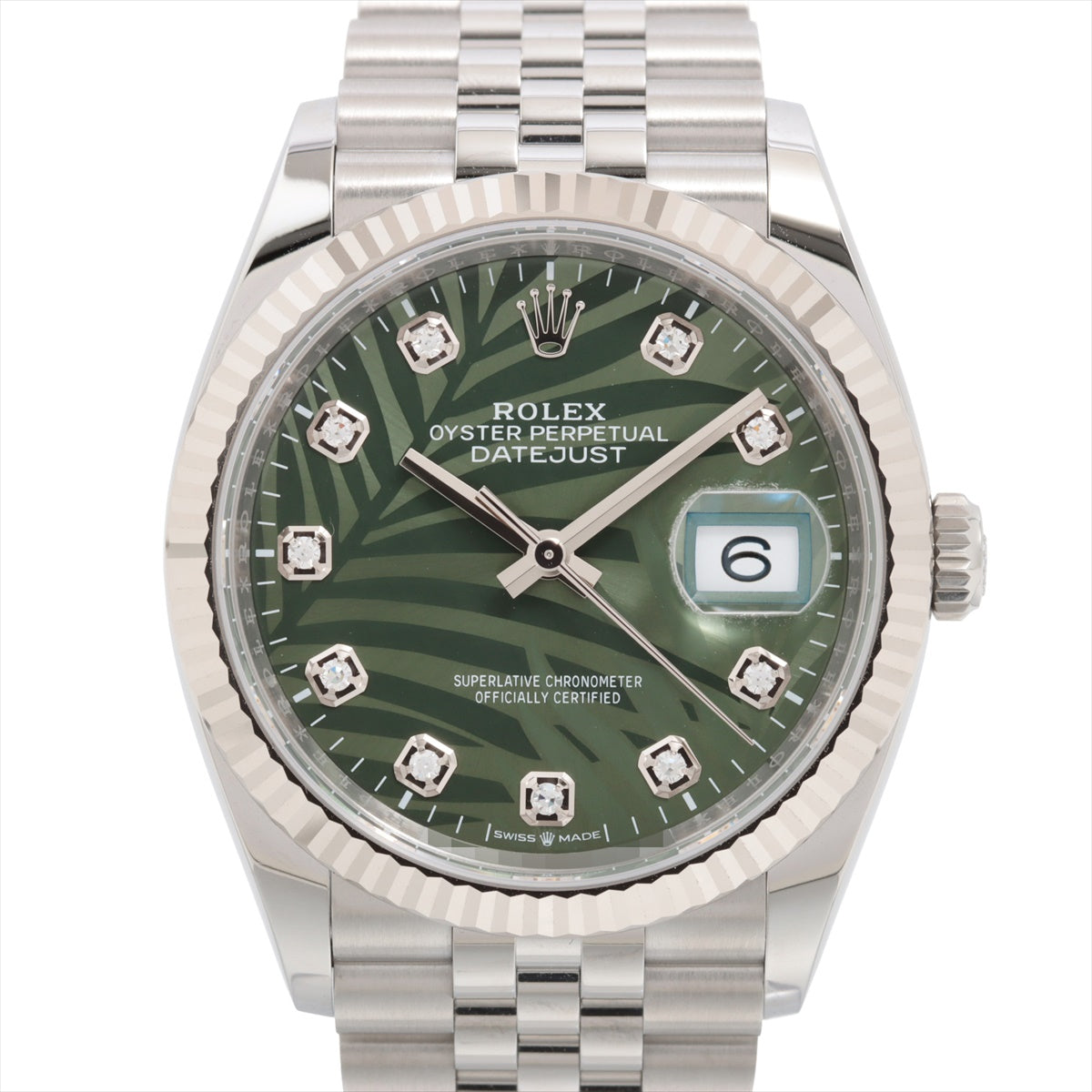 Rolex Datejust 126234G SS×WG AT Palm dial jubilee bracelet 3 Extra Links