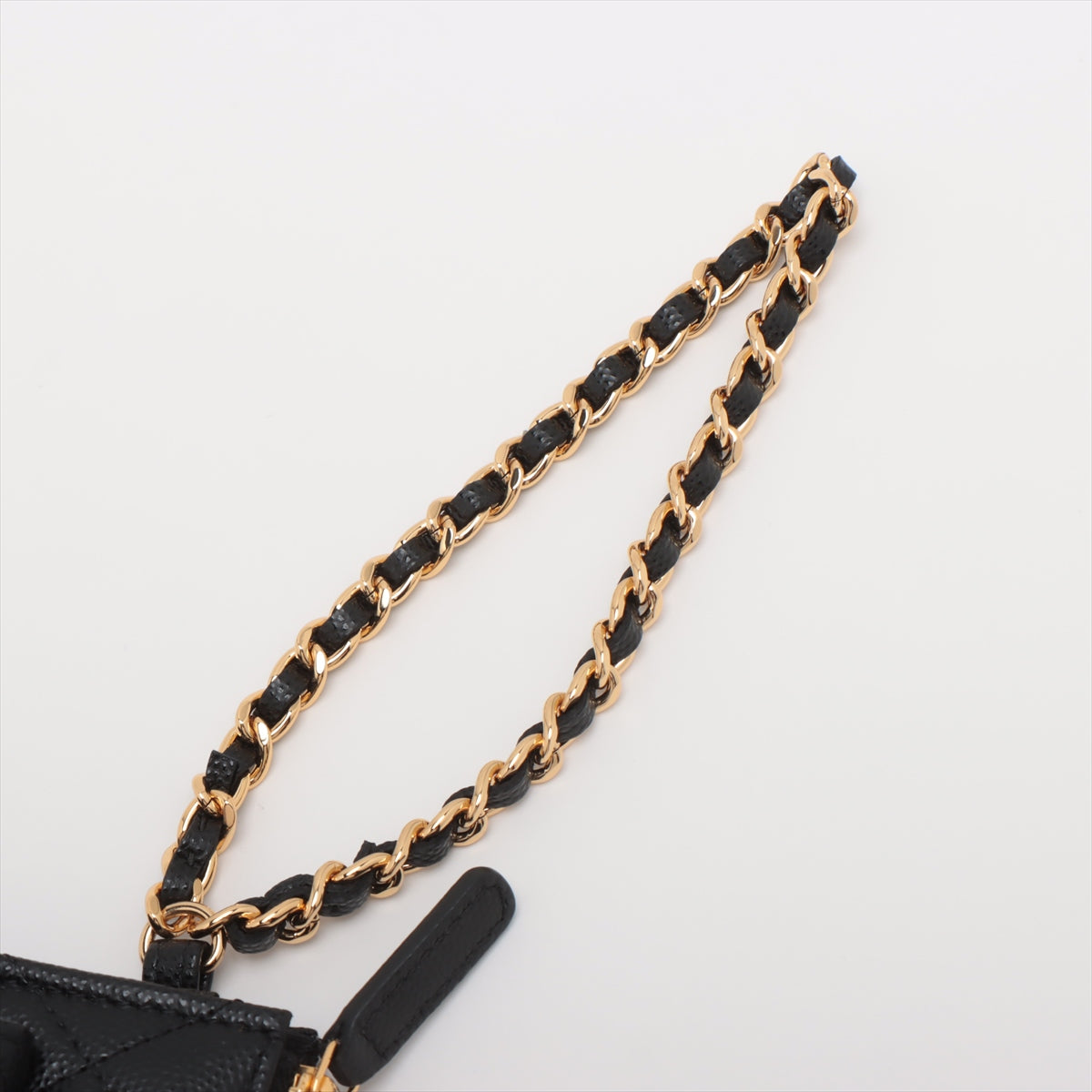 Chanel Matelasse Caviar Skin Clutch Bag Black Gold Metal Fittings
