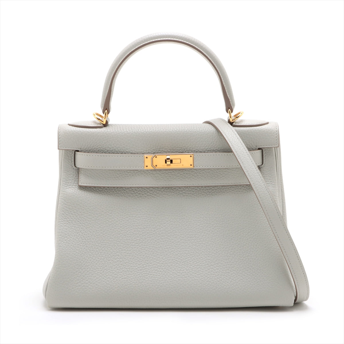 Hermès Kelly 28 Taurillon Clemence Pearl Grey Gold Metal Fittings D: 2019