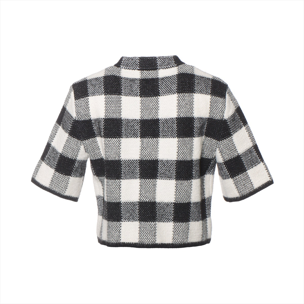 Christian Dior CD logo Wool x alpaca Knit jacket I42 Ladies' Black × White  344V10AM214 Short sleeves