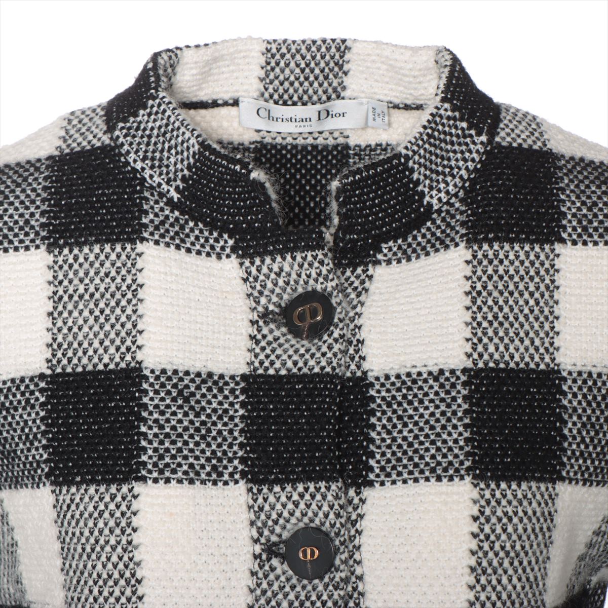 Christian Dior CD logo Wool x alpaca Knit jacket I42 Ladies' Black × White  344V10AM214 Short sleeves