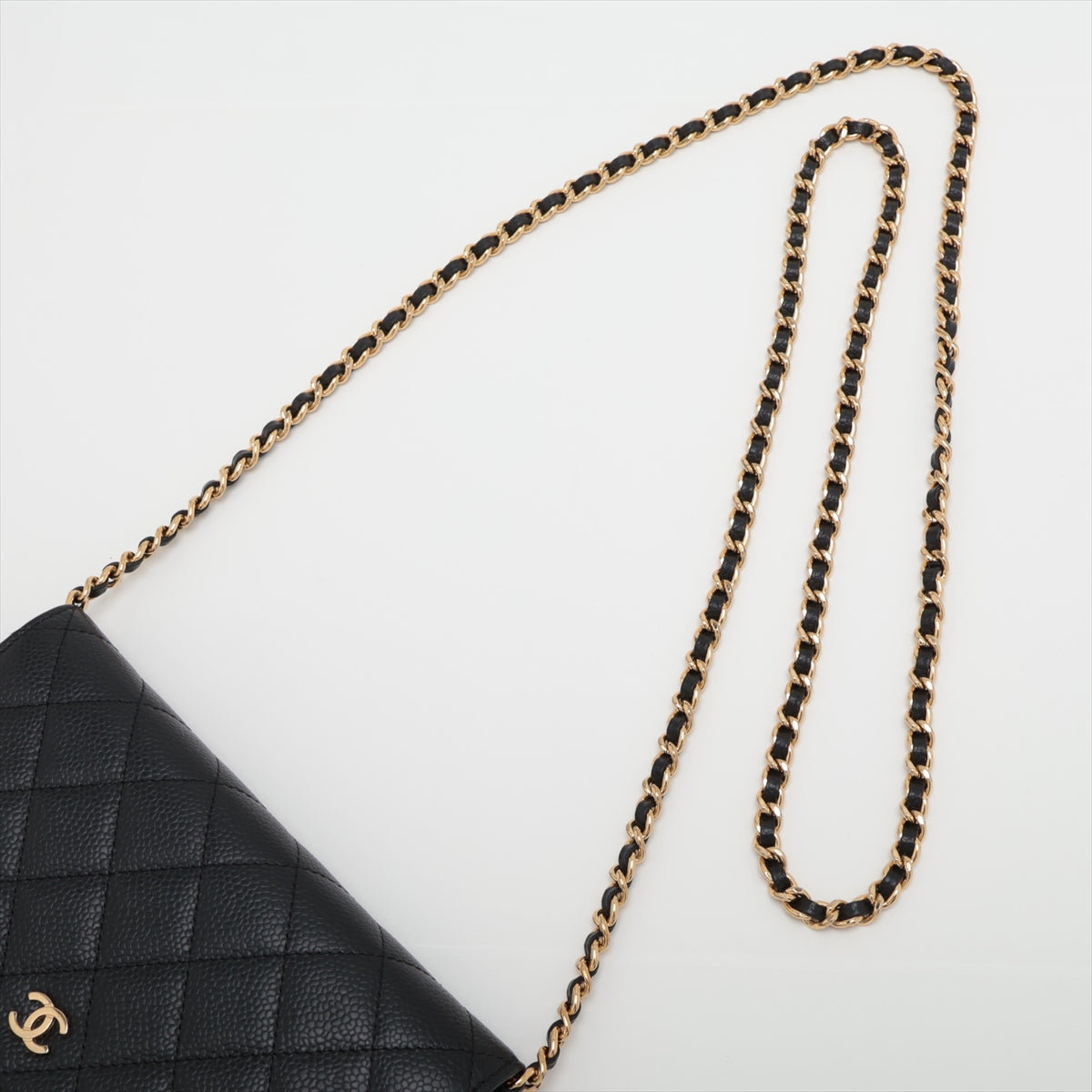Chanel Matelasse Caviar Skin Chain Wallet Black Gold Metal Fittings 22XXXXXX