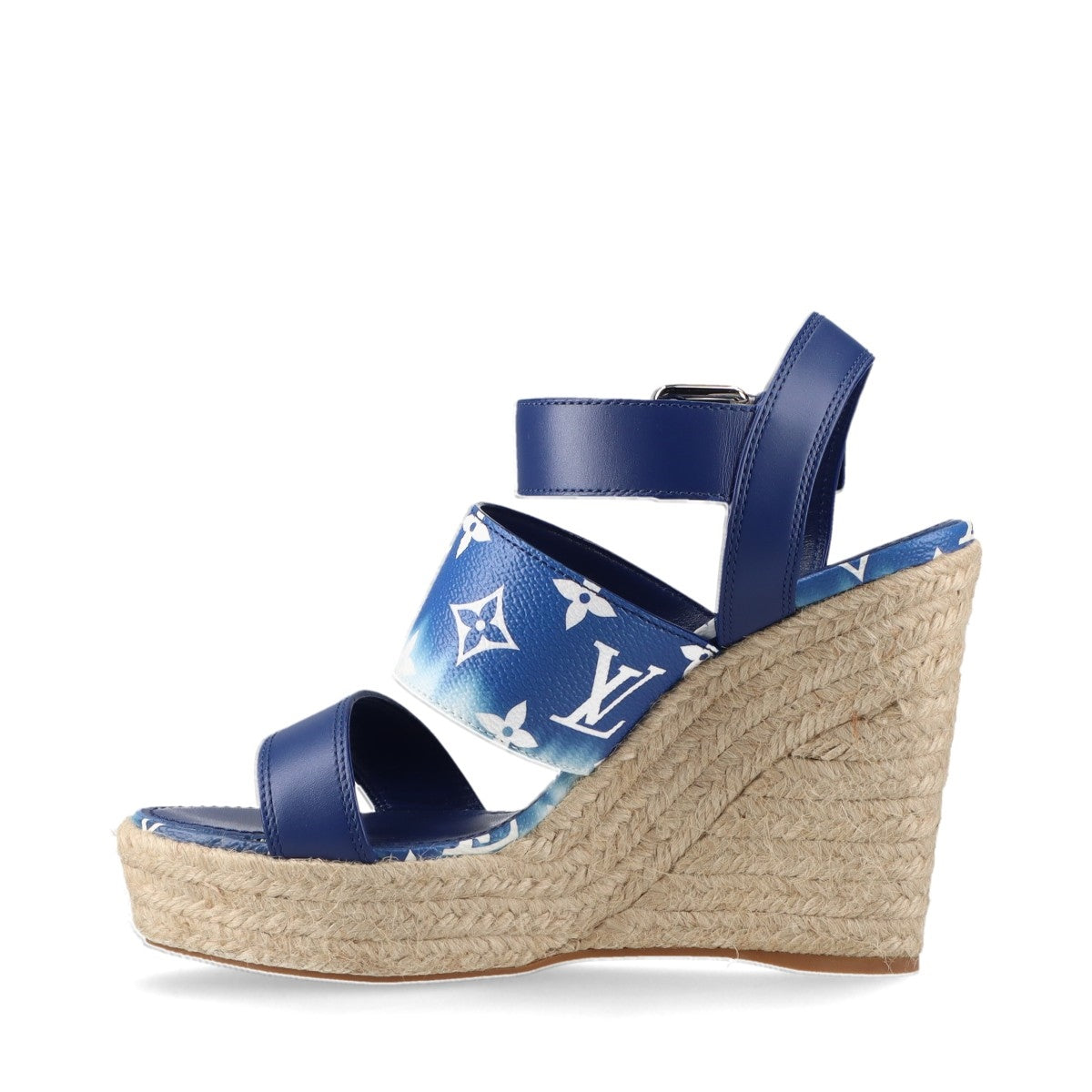 Louis Vuitton Starboard line 20 years PVC & leather Wedge Sole Sandals EU38 Ladies' Blue x white CL0210 Monogram escal There is a bag
