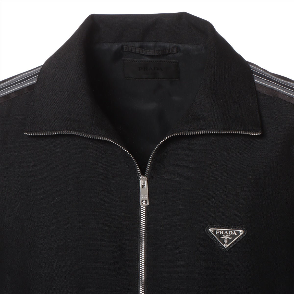 Prada Triangle logo 23SS Wool & Mohair track jacket 46 Men's Black  sideline SGC199
