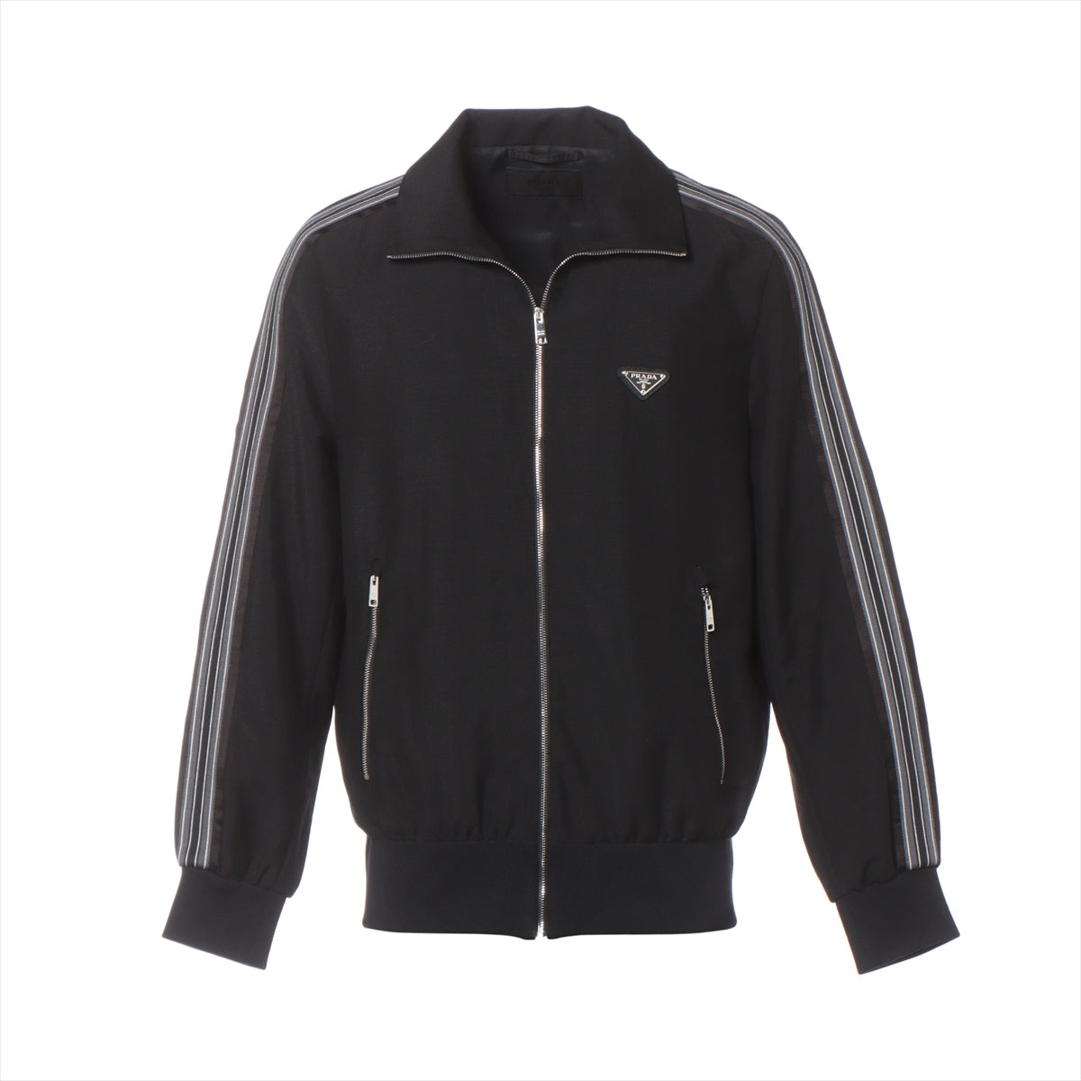 Prada Triangle logo 23SS Wool & Mohair track jacket 46 Men's Black  sideline SGC199