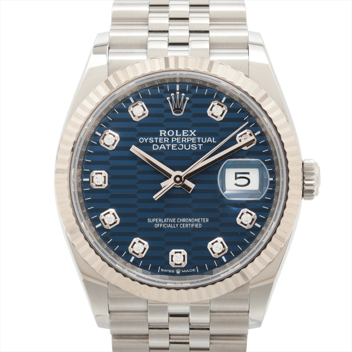 Rolex Datejust 126234G SS×WG AT blue fluted dial jubilee bracelet 2 Extra Links