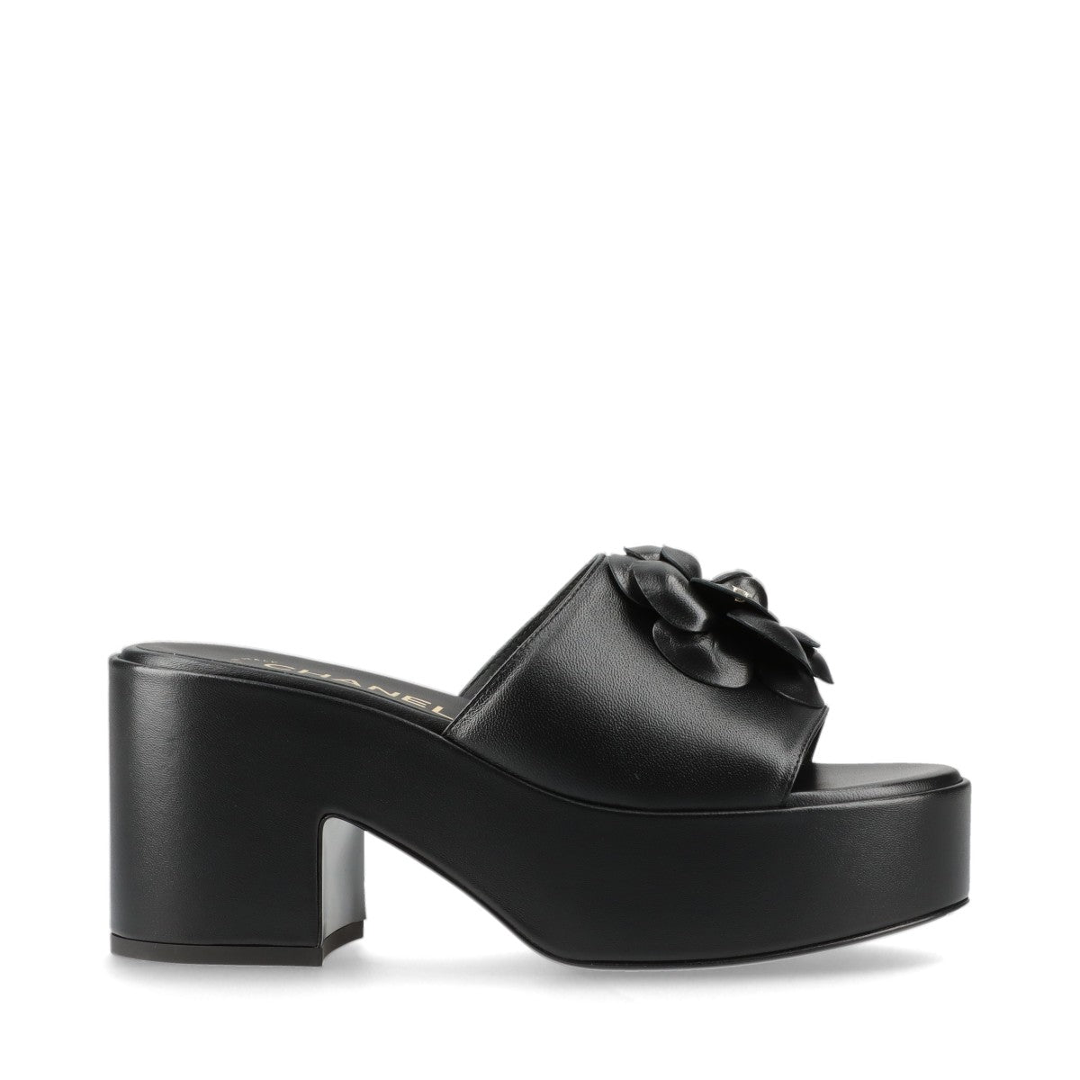 Chanel Coco Mark Camelia 24P Leather Sandals EU35 1/2C Ladies' Black G45498 Box Bag Included