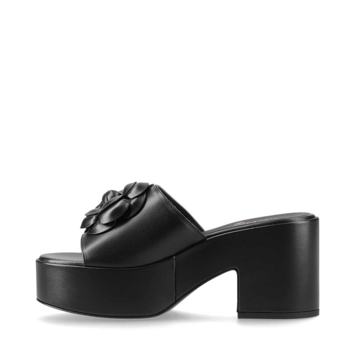 Chanel Coco Mark Camelia 24P Leather Sandals EU35 1/2C Ladies' Black G45498 Box Bag Included