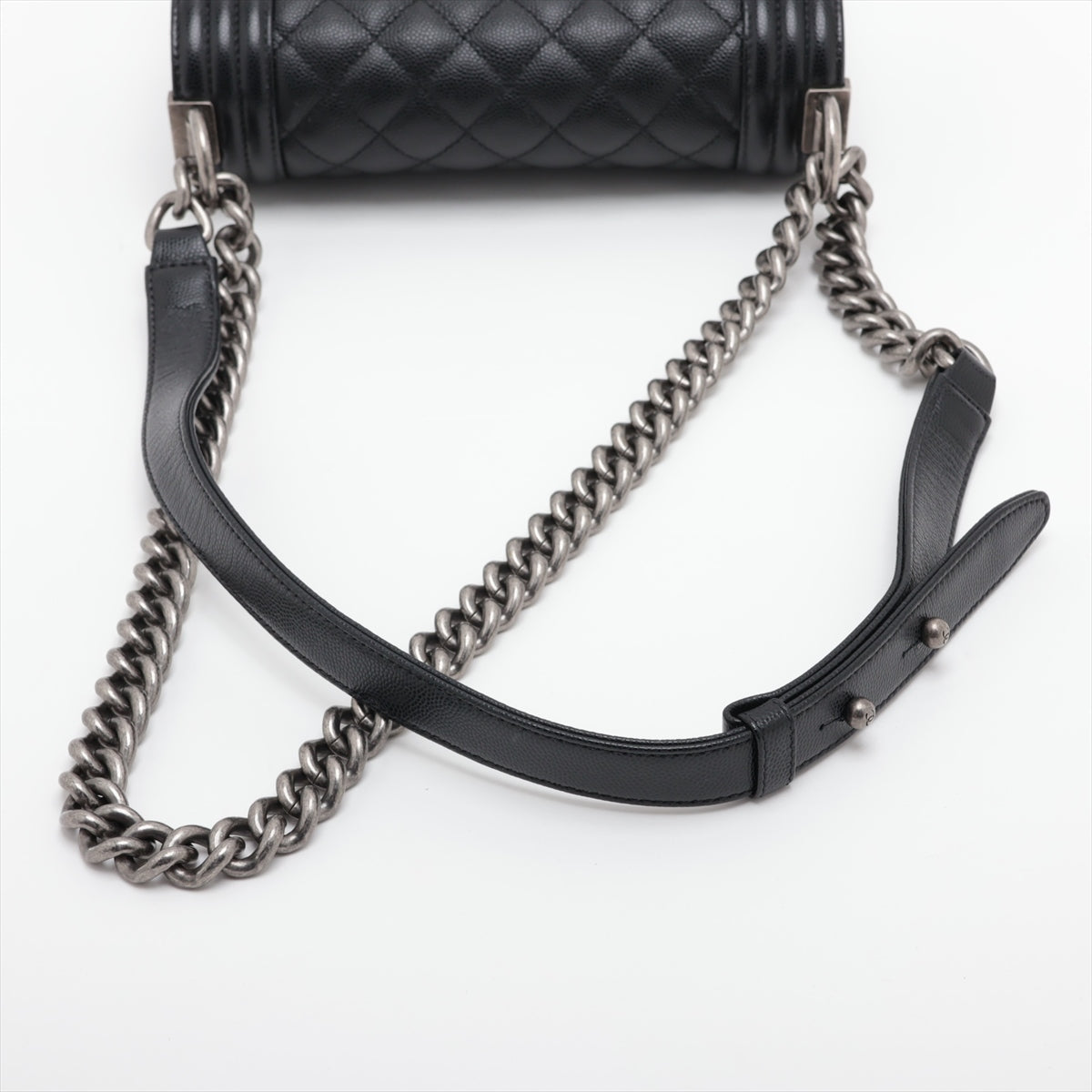 Chanel Boy Chanel 20 Small Caviar Skin Chain Shoulder Bag Black Silver Metal Fittings 28th A67085