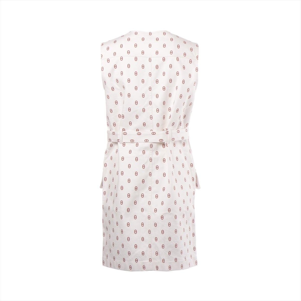 Hermès Chaîne d'Ancre 14SS Cotton Sleeveless Dress 36 Ladies' White  46-7352 4E0552D3 With Belt