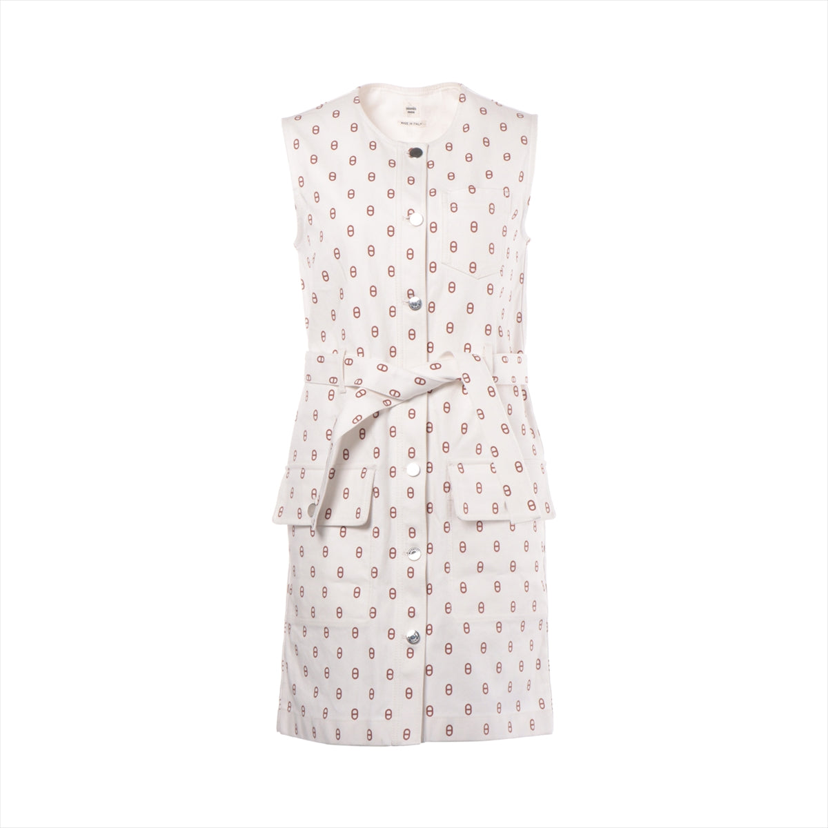 Hermès Chaîne d'Ancre 14SS Cotton Sleeveless Dress 36 Ladies' White  46-7352 4E0552D3 With Belt