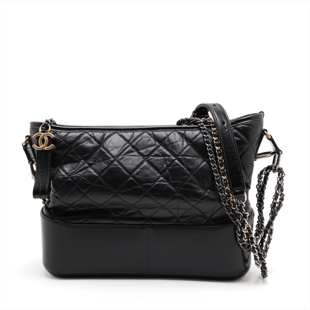 Chanel Gabrielle Doo Chanel Vintage calf Chain Shoulder Bag Black Gold x Silver Metal Fittings 24XXXXXX