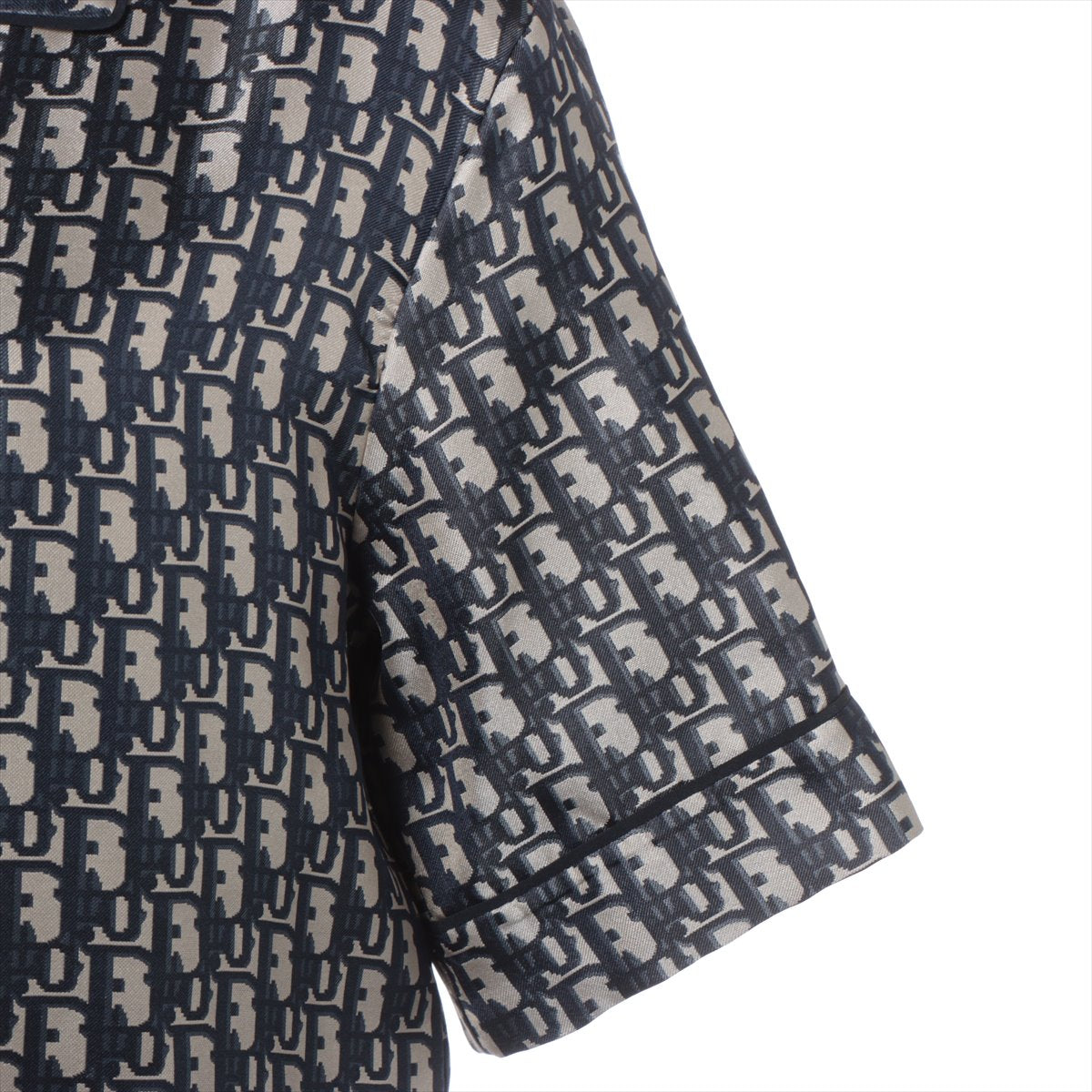 Christian Dior Oblique Silk Shirt I40 Ladies' Navy Blue  Dior Chez Moi short sleeve Shirt 121V46A6608