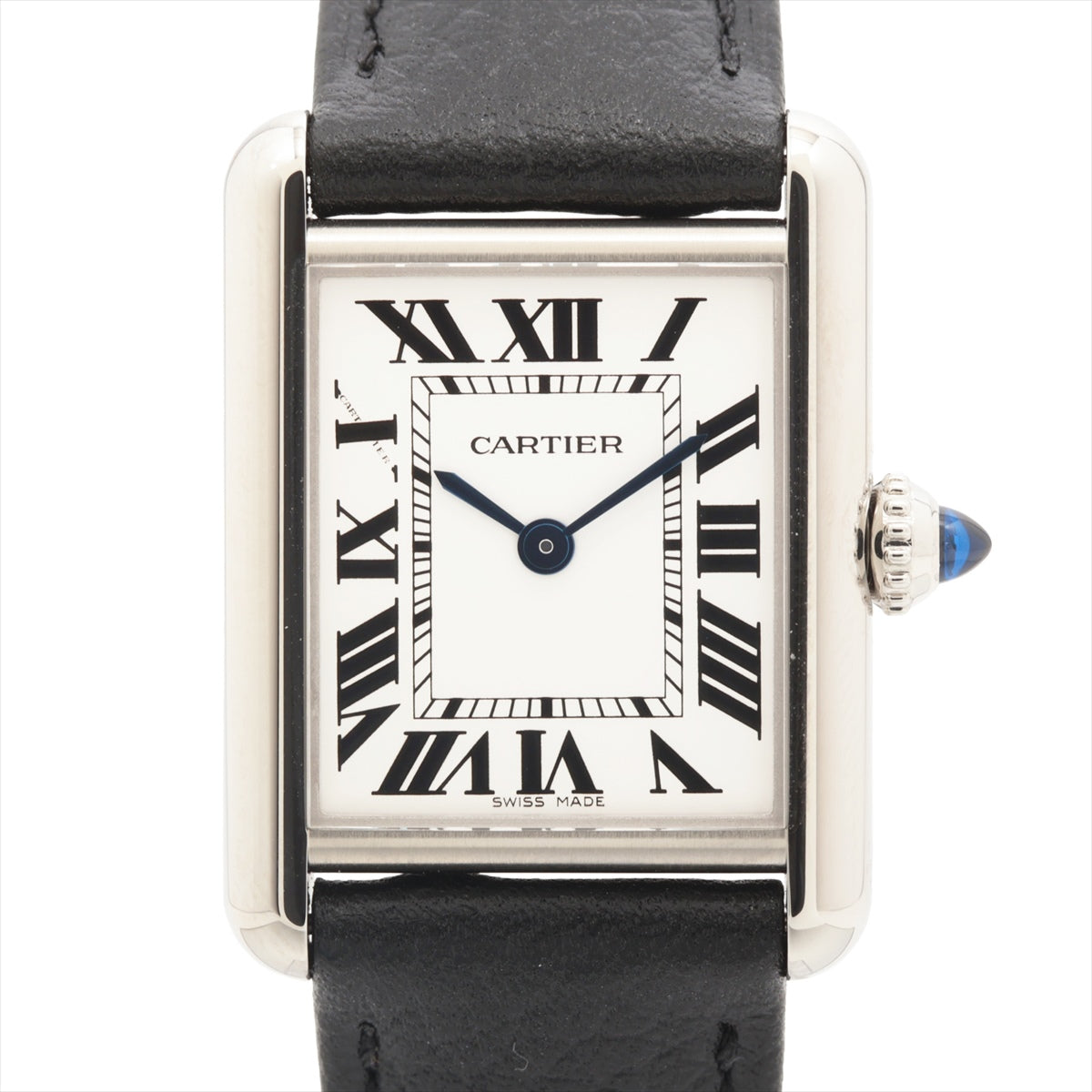 Cartier Tank mast SM WSTA0042 SS & Leather QZ Silver Dial