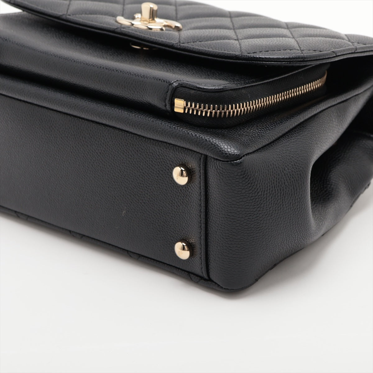 Chanel Matelasse Caviar Skin 2 Way Shoulder Bag Black Gold Metal Fittings