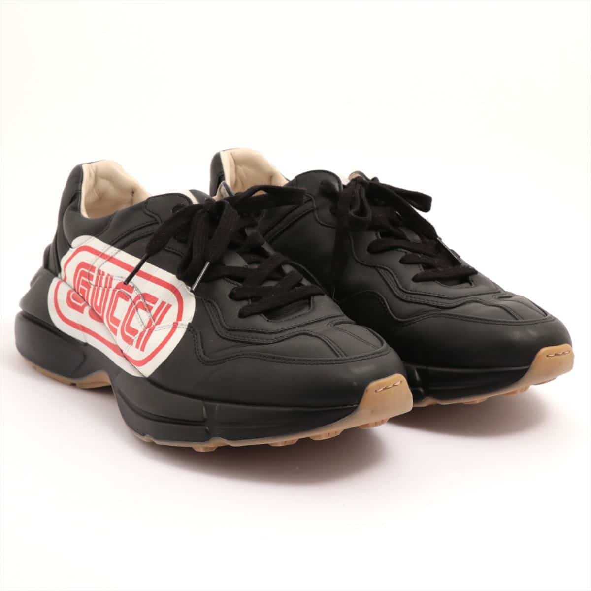 Gucci Leather Sneakers 8 Men's Black 523609 Righton Logo