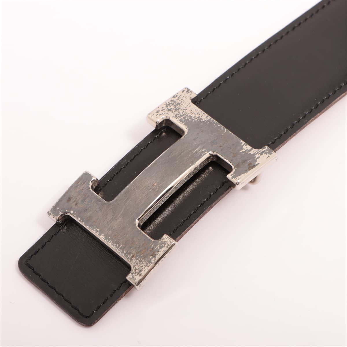 Hermès H Belt □J (2006) Belt 95 Leather Black × Brown