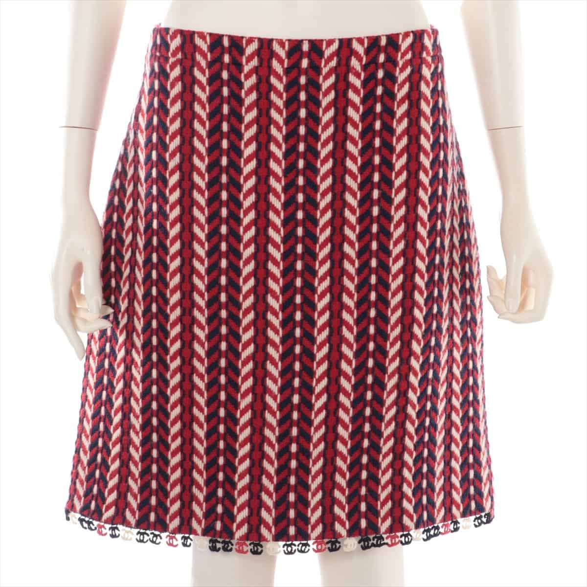 Chanel Coco Mark 04A Wool Skirt 44 Ladies' Red