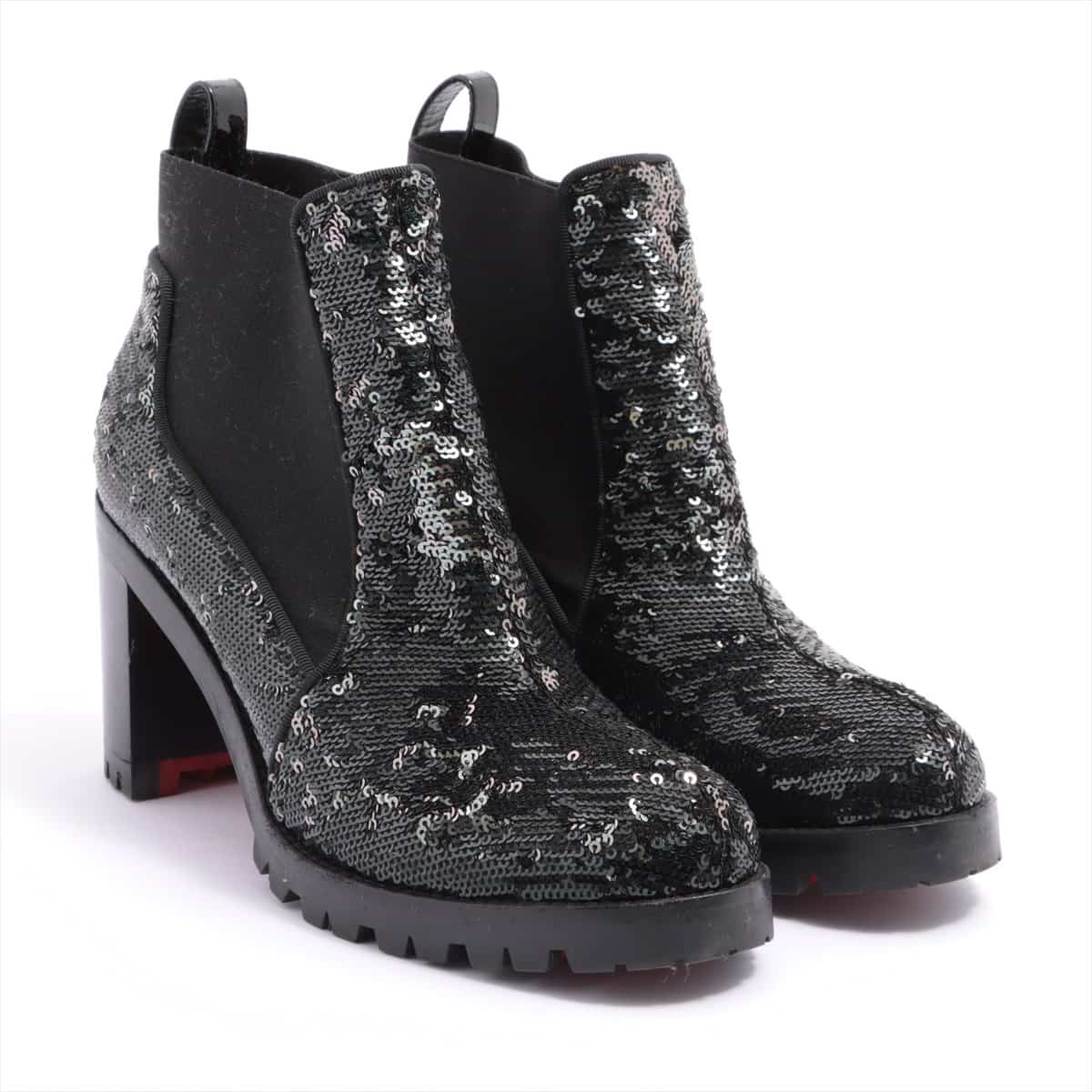 Christian Louboutin Sequins Side Gore Boots 36 Ladies' Black