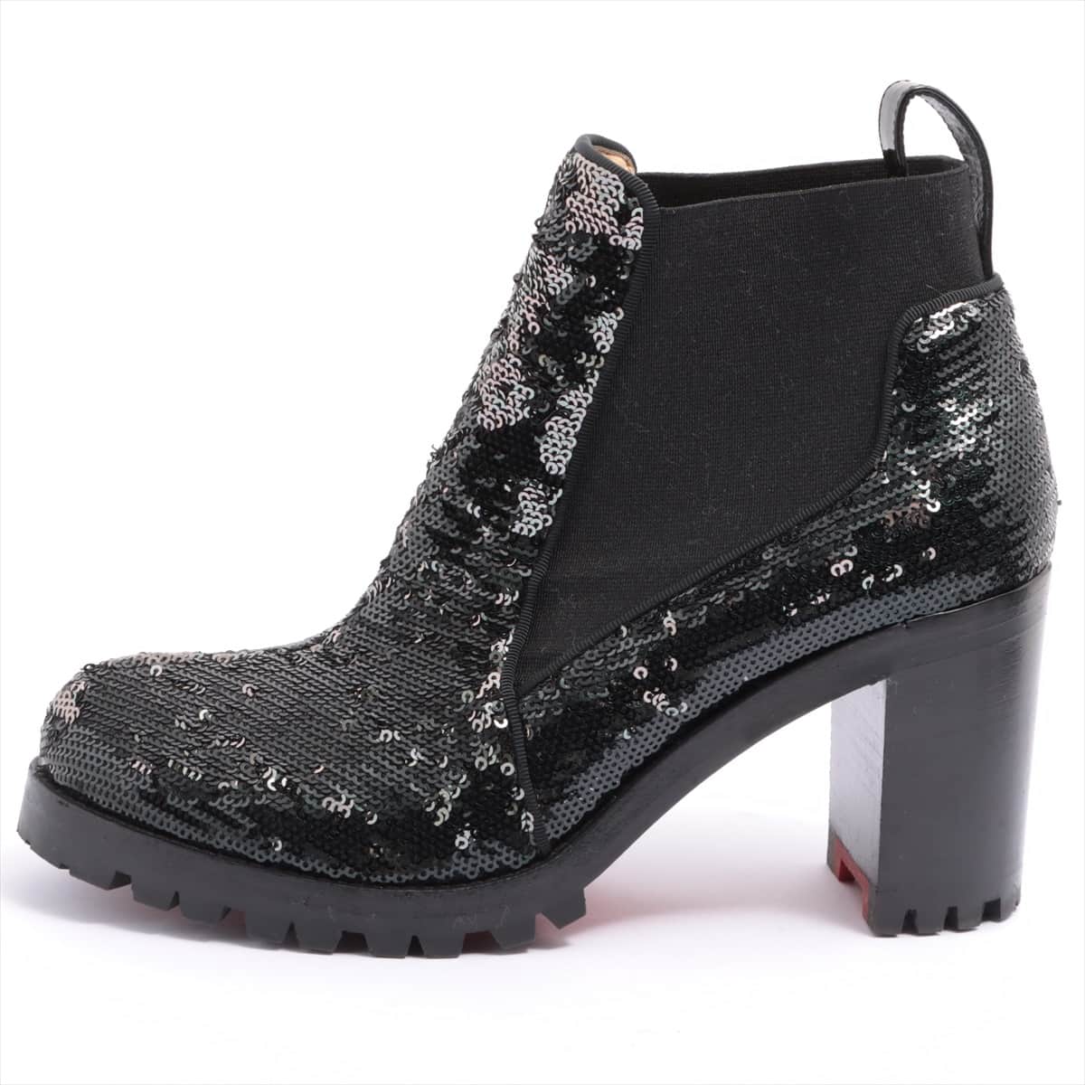 Christian Louboutin Sequins Side Gore Boots 36 Ladies' Black