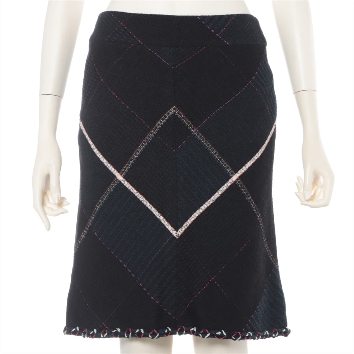 Chanel Tweed Skirt 36 Ladies' Black  07C